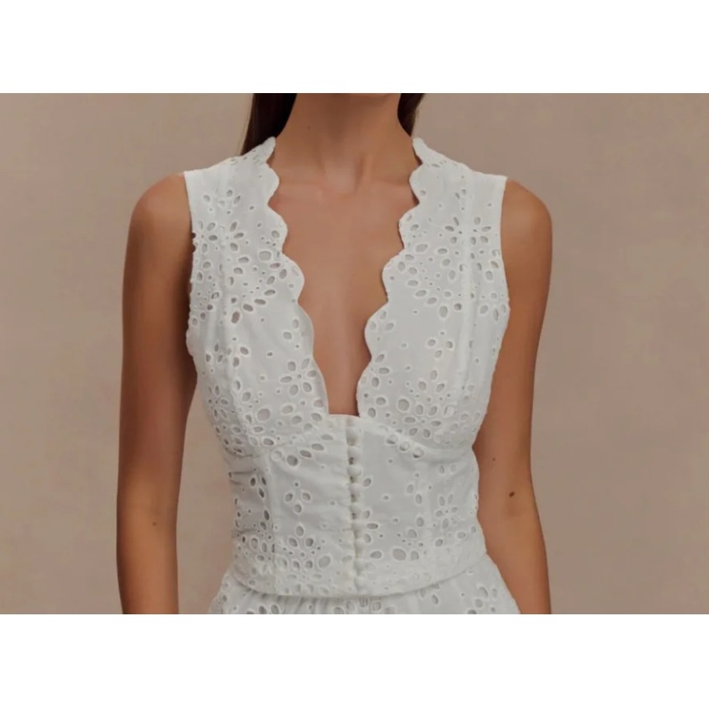 Meshki ARLA Sleeveless Broderie Cropped Top womens M Scalloped Embroidered Boho